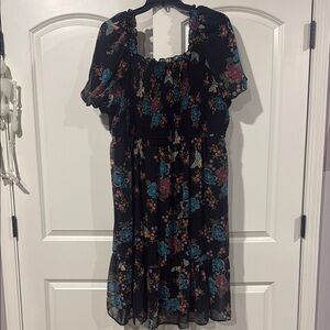 Floral Black Midi Dress